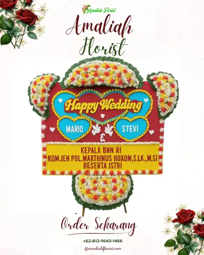 Karangan Papan Bunga Pernikahan di Dukupuntang